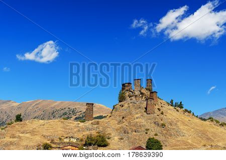 Fortress Keselo In Upper Omalo Village. Tusheti Nature Reserve. Georgia