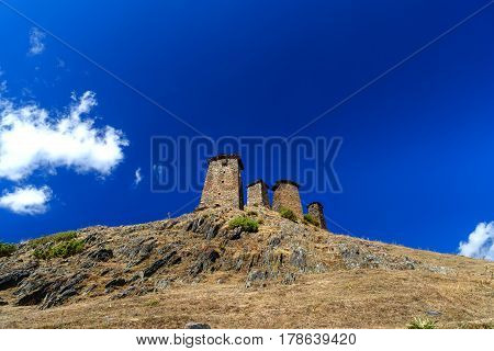 Fortress Keselo In Upper Omalo Village. Tusheti Nature Reserve. Georgia