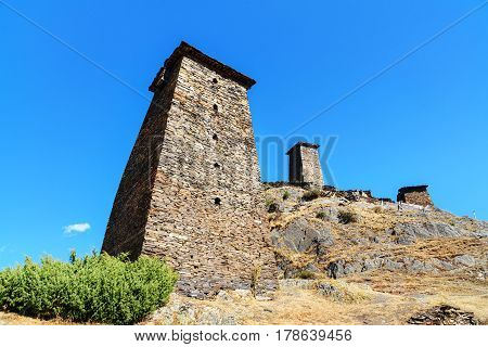 Fortress Keselo In Upper Omalo Village. Tusheti Nature Reserve. Georgia