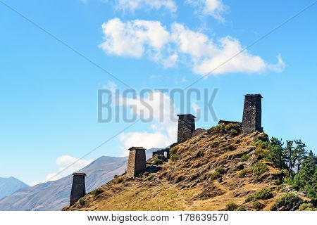 Fortress Keselo In Upper Omalo Village. Tusheti Nature Reserve. Georgia