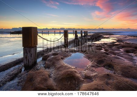 Maroubra Rock Pool Captured During Sunrise In Sydney