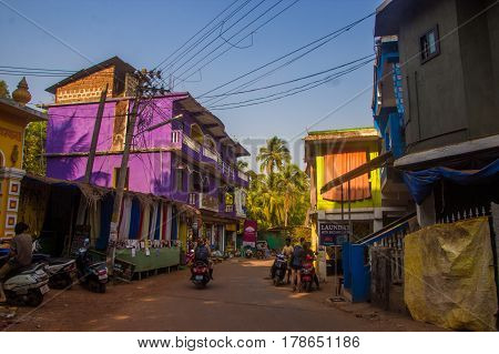 Arambol, Goa, India - March 1, 2017: Street In Arambol, North Goa, India On March 1, 2017