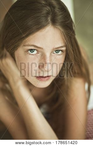 portrait of beautiful teenage girl, sensual portrait