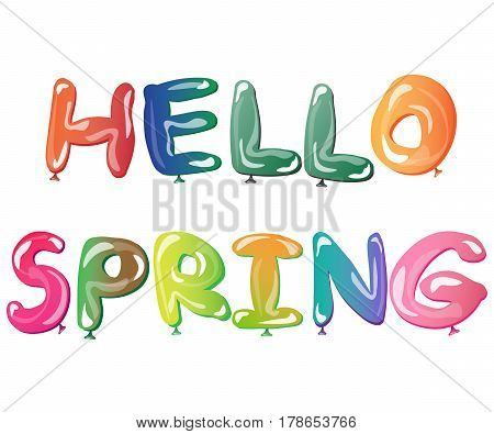 Bright spring pattern Hello Spring from balloons isolated