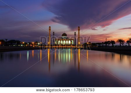 Songkhla Thailand - May 12 2016: Beautiful sunset of Central Songkhla Mosque Thailand.