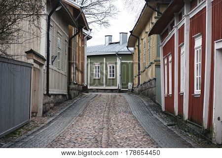 Wooden Houses At City Center, Rauma, Finland