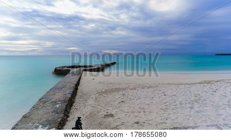 Long exposure beautiful scenery of tropical Maldives island