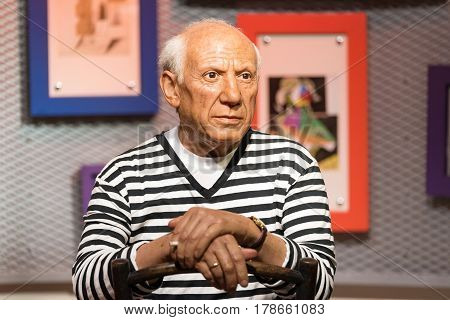 Bangkok - Jan 29: A Waxwork Of Pablo Picasso On Display At Madame Tussauds On January 29, 2016 In Ba