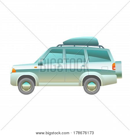 Vector illustration of the green colored offroadster with the trunk on the top.