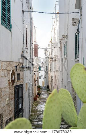 Narrow Street In Ostuni, Puglia, Italy