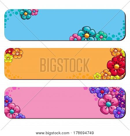 Set floral banners of different colors. Vector illustration