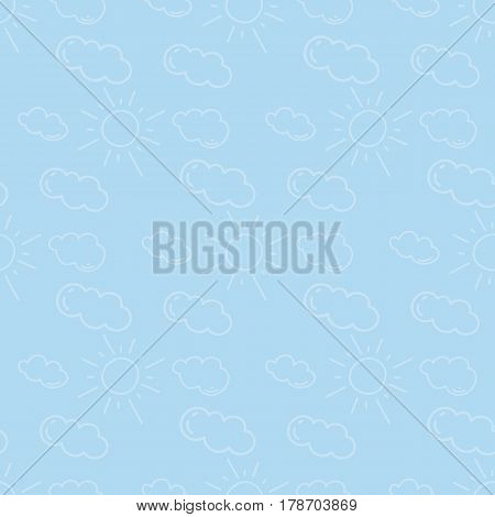 Light seamless pattern with sun and cloud