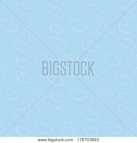 Light seamless pattern with sun and cloud