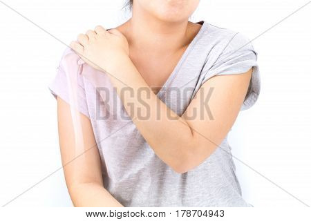 shoulder bone injury white background shoulder pain