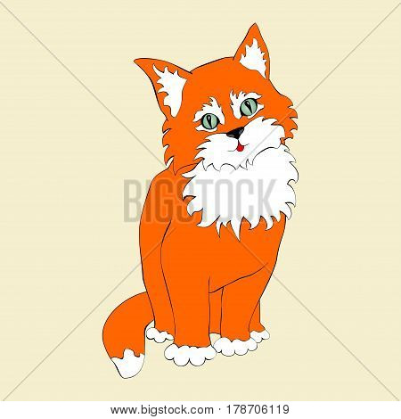 Cute gentle redhead kitten with green eyes