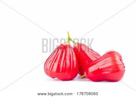 red rose apple  ( chomphu )  on white background healthy rose apple fruit food isolated