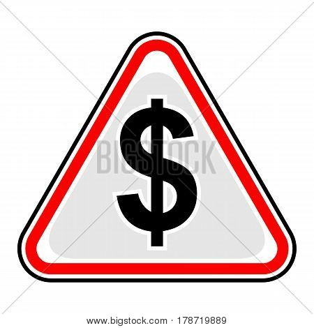 Use it in all your designs. Red and black triangular sticker with dollar sign. Triangle hazard warning danger symbol. Quick and easy recolorable vector illustration