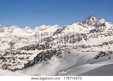 Alpine winter landscape, La Thuile in Italy
