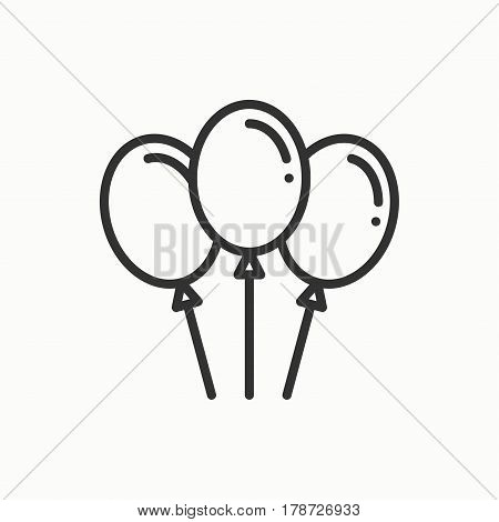 Balloon, air balloon icon. Party celebration, birthday, holidays, event, carnival festive. Thin line party element icon. Vector simple linear design. Illustration Symbols