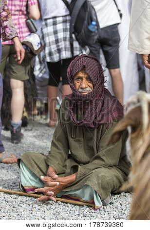 Nizwa Oma 24th March 2017: omani man in Nizwa goat market