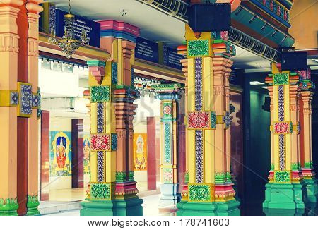 KUALA LUMPUR, JANUARY 10, 2017 - Sri Mahamariamman Indian Temple in Kuala Lumpur, Malaysia, Asia