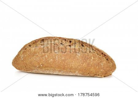 closeup of an unsalted bread roll on a white background