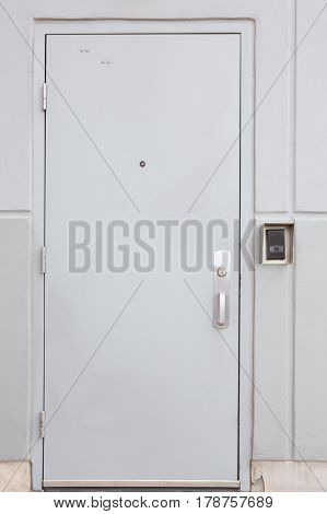 Door With Handle, Lock And Viewer