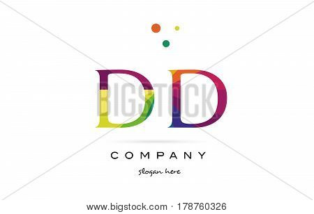 Dd D D  Creative Rainbow Colors Alphabet Letter Logo Icon