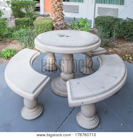 Stone Table Chair In The Park