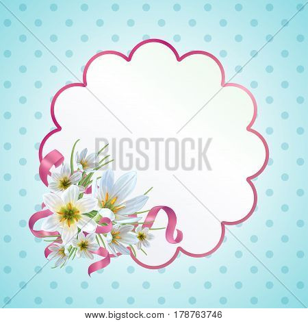 Beautiful spring background with flowers of Zephyranthes. Can be used to design greeting cards invitation announcement spring sale.