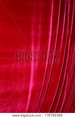 Beautiful red corduroy fabric photographed close up