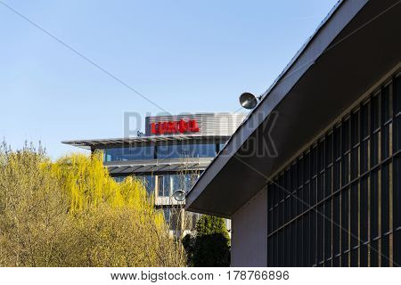 Prague, Czech Republic - March 28: Lukoil International Oil And Gas Company Logo On Czech Headquarte