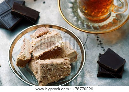 Halvah Traditional east dessertes .  selective focus
