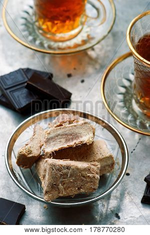 Halvah Traditional east dessertes .  selective focus