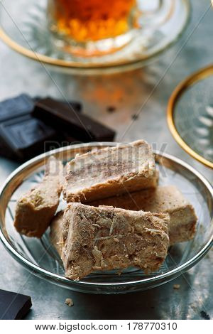 Halvah Traditional east dessertes .  selective focus