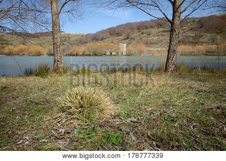 landscape Cartolari Lake in Nebrodi Park, Sicily 