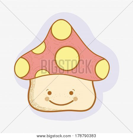 kawaii happy fangus with eyes and mouth, vector illustration design