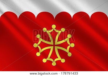 Flag of Gard is a department in southern France in the Occitanie region. 3d illustration