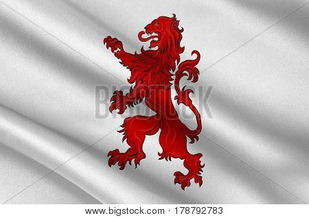 Flag of Gers is a department in the Occitanie region in the southwest of France. 3d illustration