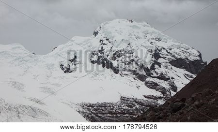 View of the Antisana volcano on a cloudy day in the Antisana Ecological Reserve - Ecuador