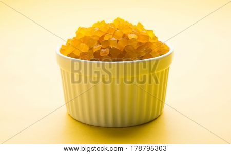 Sweet Fruit Candy Also Know As tutti-frutti, Candied Fruits served in a bowl used in masala pan in india or in cakes or sweets