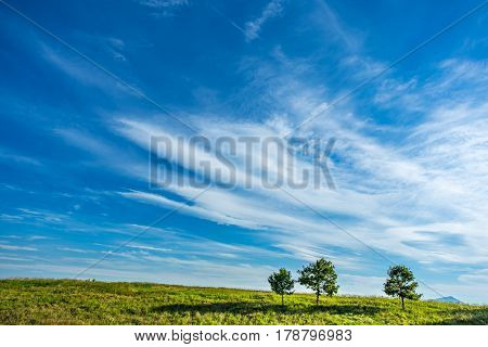 A summer day produces a blue cloudy sky outside Roanoke Virginia.
