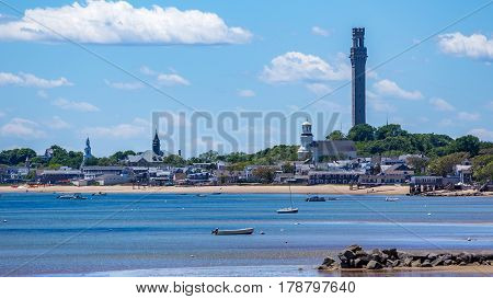A view of Provincetown from across the harbor at the tip of Cape Cod.
