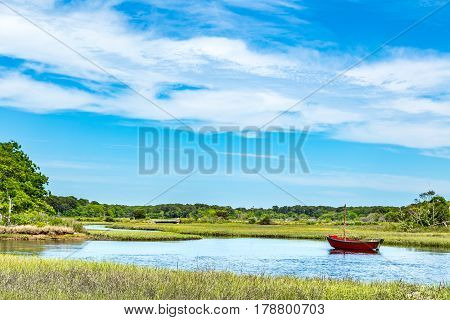 The Herring River in Harwich Massachusetts has been of vital importance to three Cape Cod industries cranberries ship building and fisheries.