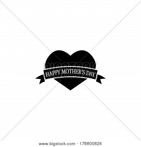 Happy Mother's day solid icon, heart with ribbon sign, holiday vector graphics, a filled pattern on a white background, eps 10.