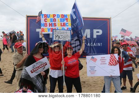 Huntington Beach, CA - March 25 2017: Make America Great Again March. Thousand of Supporters of republican president Donald Trump, march and wave flags, at a MAGA March in Huntington Beach. 




