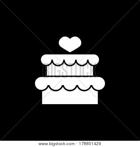 Cake with hearth solid icon, mother's day, sweet vector graphics, a filled pattern on a black background, eps 10.