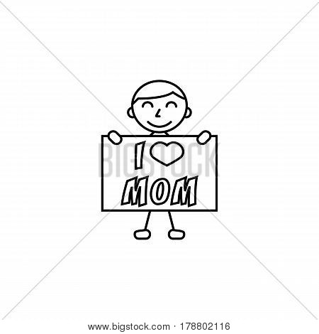 I love mom line icon, child, Boy loves mother vector graphics, a linear pattern on a white background, eps 10.