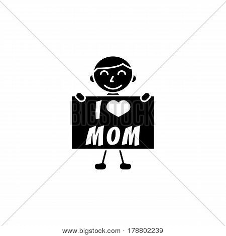 I love mom solid icon, child, Boy loves mother vector graphics, a filled pattern on a white background, eps 10.