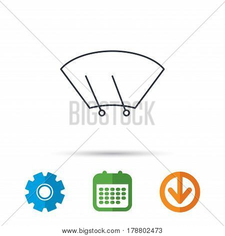 Windscreen wipers icon. Windshield sign. Calendar, cogwheel and download arrow signs. Colored flat web icons. Vector